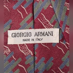 Giorgio Armani Pure Silk Mens Designer Necktie Burgundy Green Blue Vintage